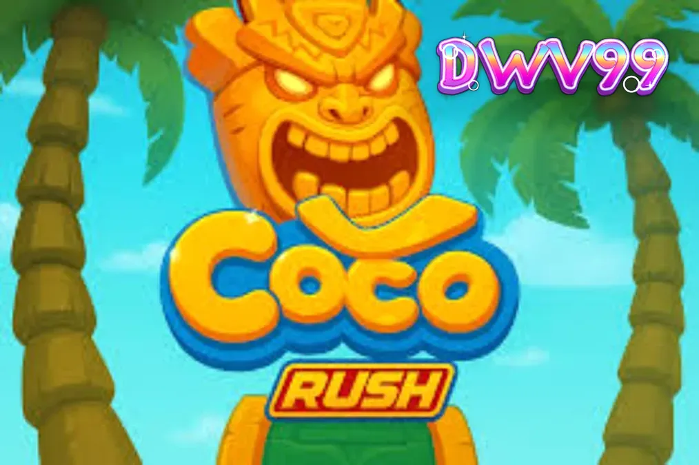 Tampilan antarmuka seluler slot Coco Rush dengan latar belakang pantai tropis
